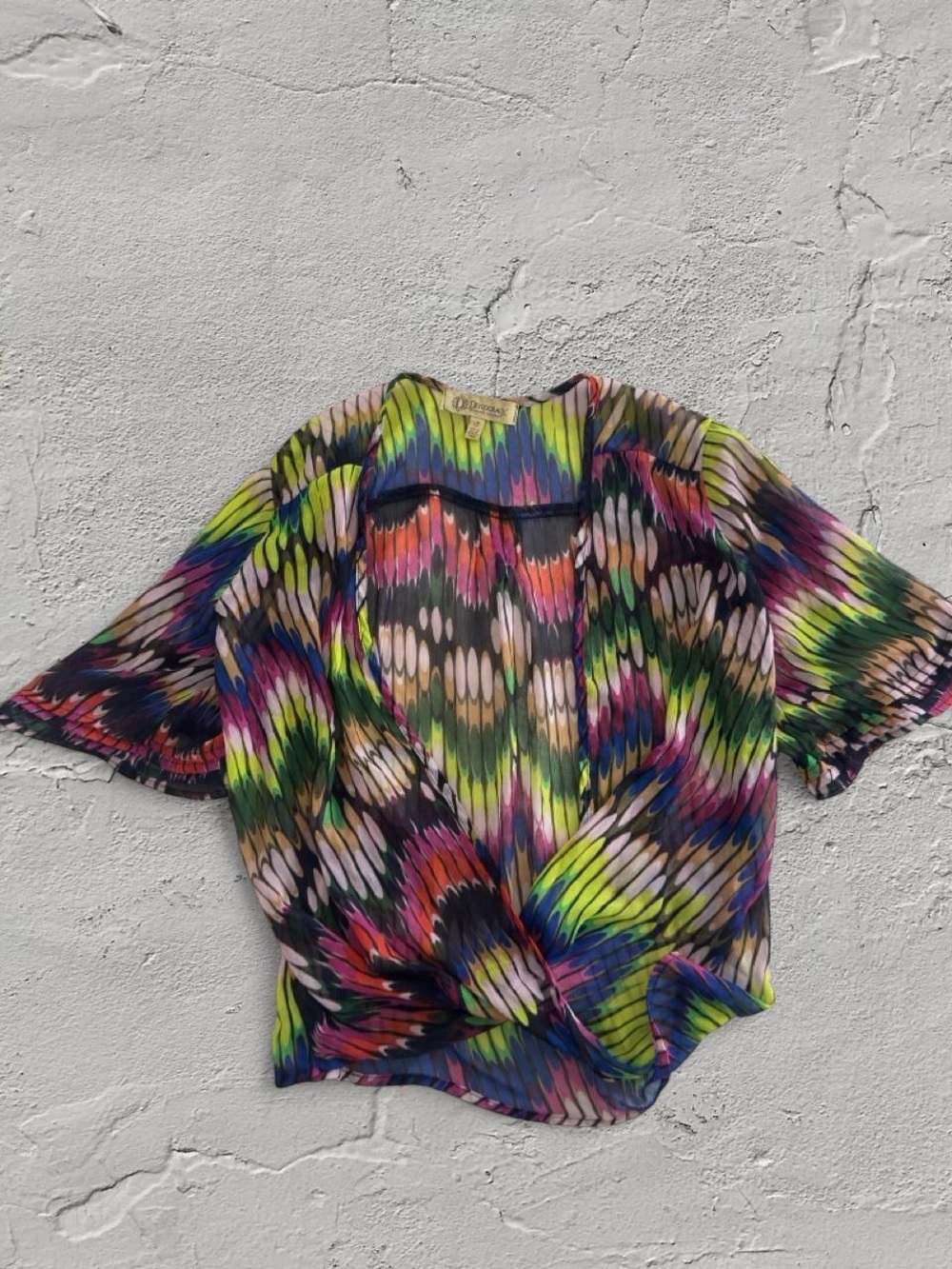 Democracy Multicolor Printed Top with Neon Green & Pink Accents